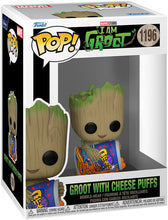 Load image into Gallery viewer, FUNKO POP! MARVEL: I Am Groot - Groot Shorts w/ Cheese Puffs Figure #1196