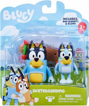 Load image into Gallery viewer, Bluey & Dad Bandit Skateboarding 2pk Action Figure Pack - Moose Toys