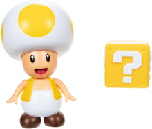 Load image into Gallery viewer, World of Nintendo Super Mario 4" Action Figure - Yellow Toad with ? Block
