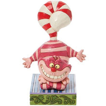 Load image into Gallery viewer, Disney Traditions Alice in Wonderland Cheshire Cat Candy Cane Tail Candy Cane Cheer Statue by Jim Shore - Enesco
