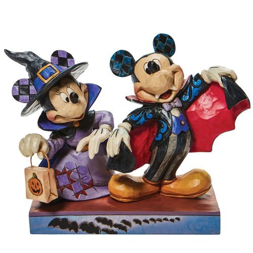 Disney Traditions Minnie Witch & Vampire Mickey Terrifying Trick-or-Treaters Statue by Jim Shore - Enesco