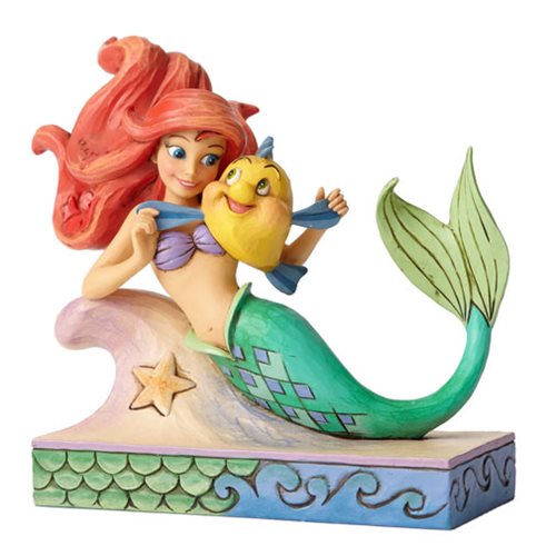 Disney Traditions Little Mermaid Ariel with Flounder Statue by Jim Shore - Enesco